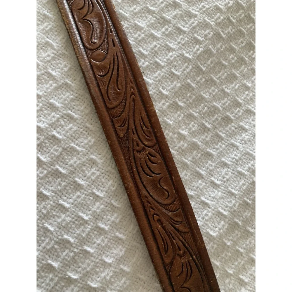 Vtg Tooled‎ Western Kids Belt Brown Leather Size 32